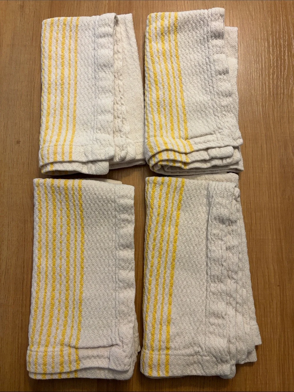 Pottery Barn Cream and Yellow Striped Dishcloth Napkins